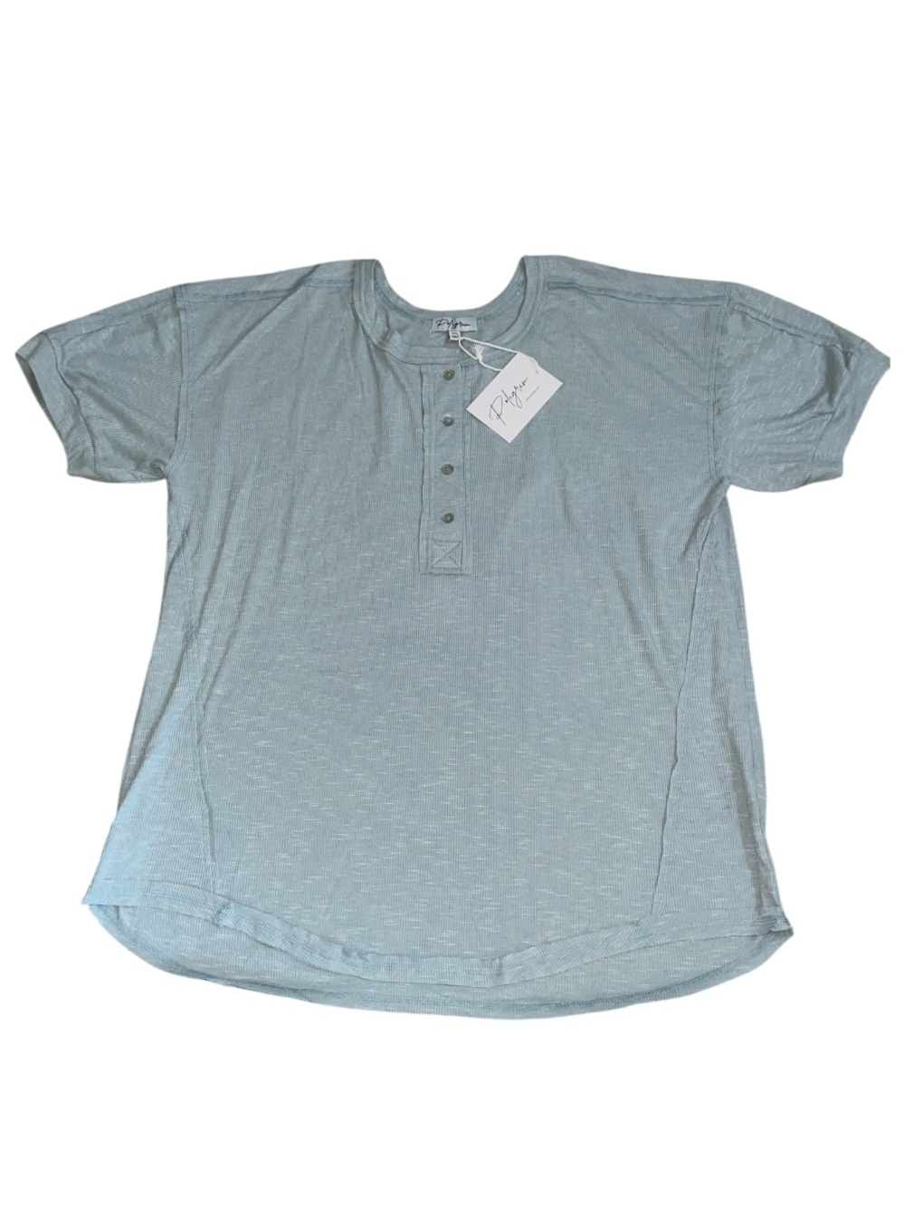 Polagram Mint Ribbed Henley Top